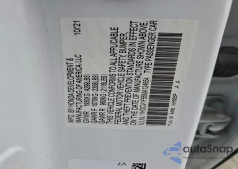 2021 Honda Accord Exl from USA, damaged, VIN 1HGCV1F56MA124654